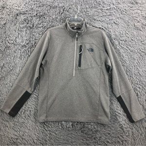 North Face Pullover Mens Large Grey Deep Zip   Athletic Workout Top